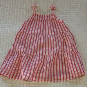 Girls Striped Pink and White Sundress